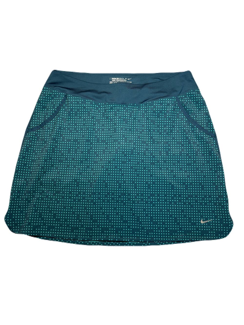 Nike Golf Womens DriFit Skort Pockets PolkaDot Teal Pickleball Tennis Casual M/L